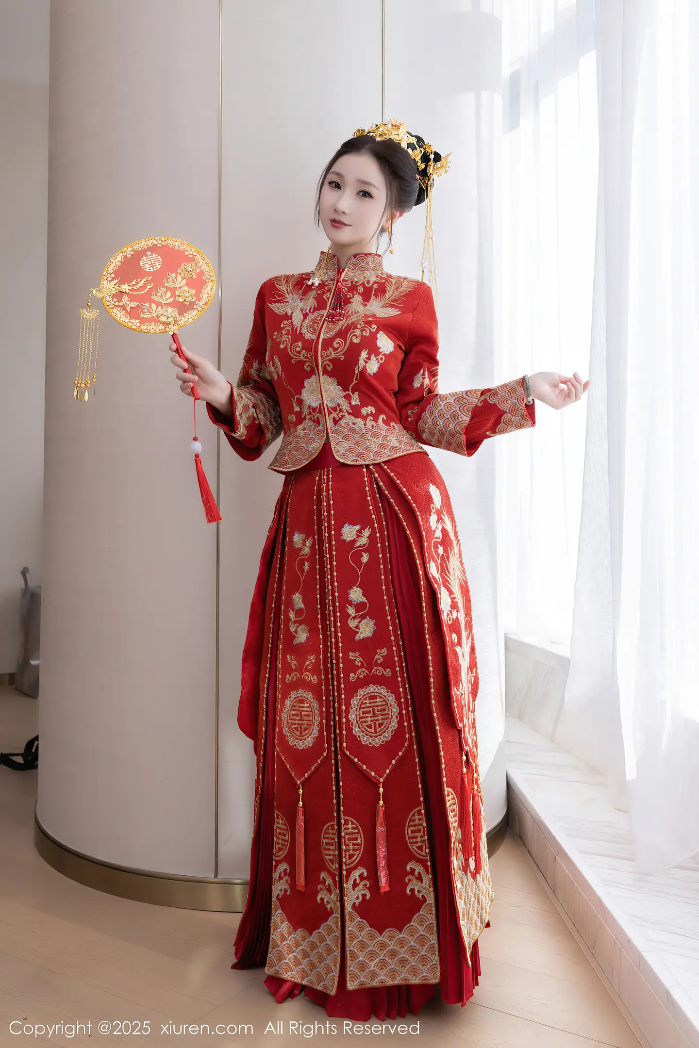 图片[3]-[XiuRen秀人网] VOL.9811 模特杏子Yada性感新娘装红色情趣内衣配超薄肉丝秀美腿诱惑写真84P-秀人网官方网站